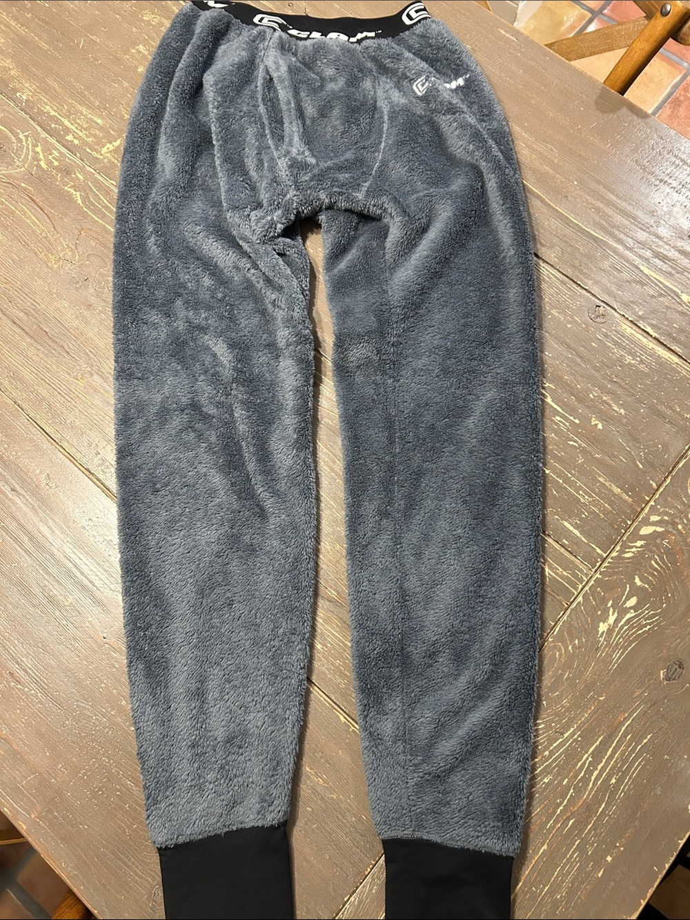 Clam Outdoors Gray Plush Joggers with Logo Waistband
